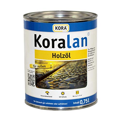 Koralan Holzöl 0,75L UV natur Hartholzöl für außen von Kora Holzschutz