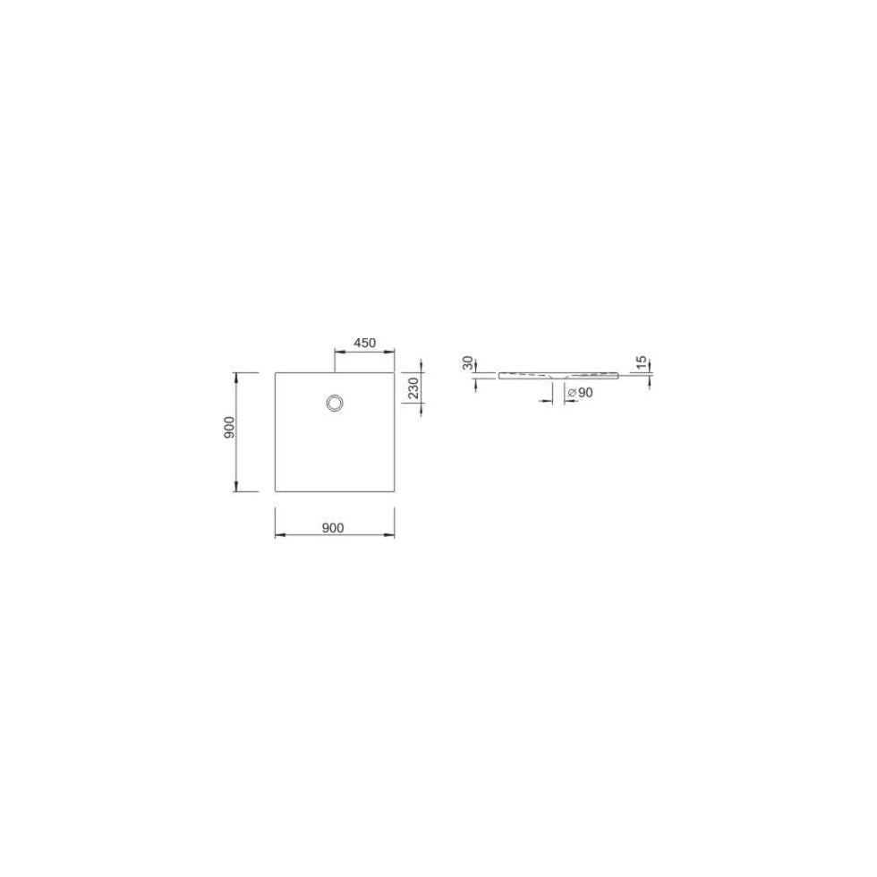 Koralle Duschwanne T400 90/90 Mineralguss quadratisch 900x900x15 weiß VQ151090090201 von Koralle