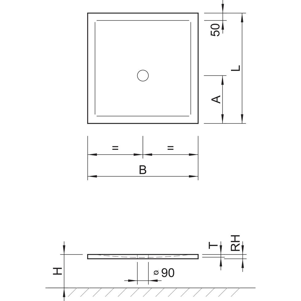 Koralle Duschwanne T700 100/100 Acryl quadratisch 1000x1000x25 weiß VN151100100201 von Koralle