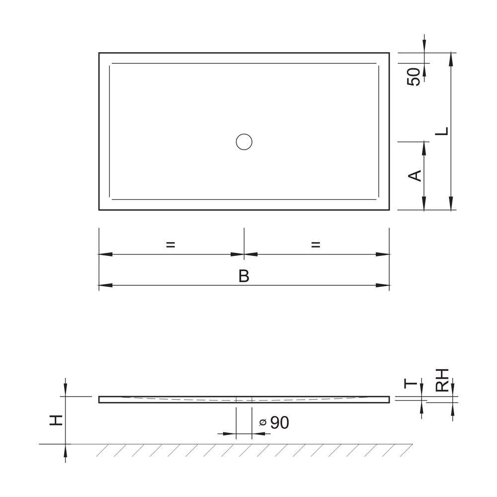 Koralle Duschwanne T700 110/100 Acryl rechteckig 1000x1100x25 weiß VN186110100201 von Koralle