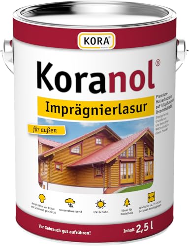 Koranol® Imprägnierlasur Eiche hell 0,75L, ideal für Nadelholz, z.B. Holzhäuser, Außenverkleidungen, hochwertige Zäune von Koranol
