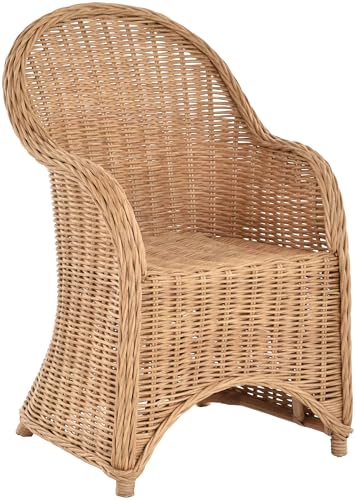 Esszimmer-Sessel Rattan Rattan Korbsessel Esszimmerstuhl Korb Sessel Korbstuhl mit Armlehne Flechtsessel (Honig - Dunkel) von Korb-Outlet