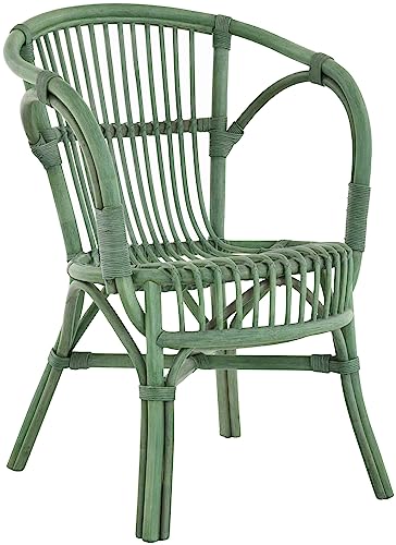Klassischer Flecht-Sessel im skandinavischem Stil/Korb-Stuhl aus Natur-Rattan (Grün) von Korb-Outlet