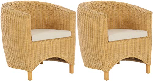 Korb-Outlet 2er Set Rattan-Sessel Club/Wohnzimmersessel Clubsessel/Rattansessel Lounge (Set/2Honig - Gelb) von Korb-Outlet