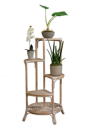 Korb-Outlet Blumenständer/Blumensäule aus Rattan Farbe Weiss gewaschen von Korb-Outlet