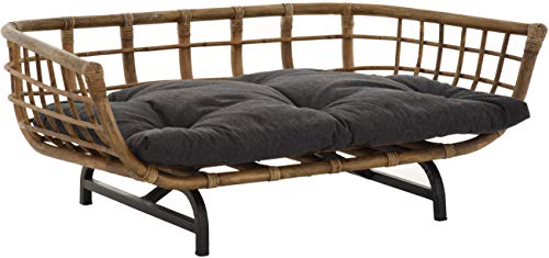 Exklusiver Retro-Design Hundekorb/Hundebett/Tierkorb Haustier Bett Groß aus Rattan mit Kissen/Modernes Bett für Katzen und Hunde Grösse XL (Grau Natur) von Korb-Outlet