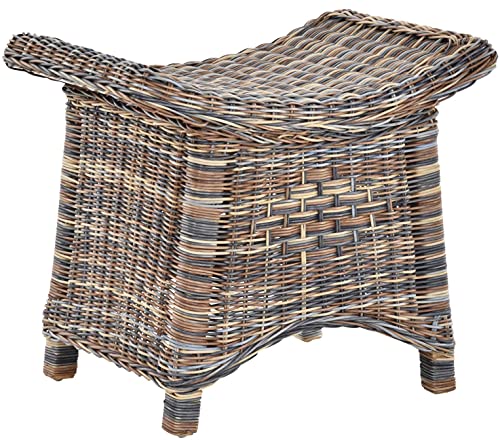 Korb-Outlet Fußhocker mit geschwungener Ablage, Stabiler Sitzhocker/Schemel/Hocker aus echtem Rattan (Mehrfarbig) von Korb-Outlet
