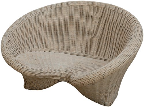 Korb-Outlet Lotus-Stuhl aus echtem Rattan/Yoga Sitz zur Meditation (Vintage Weiss) von Korb-Outlet