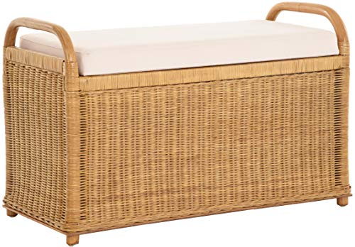 Korb-Outlet Rattan Sitzbank Sitzhocker mit Stauraum Rattanhocker mit Deckel Hocker (Groß Honig) von Korb-Outlet