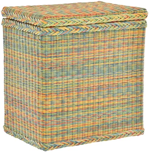 Korb-Outlet Wäschekorb/Wäschebox mit Deckel und Inlett aus echtem Rattan, Wäschetruhe (Bunt) von Korb-Outlet
