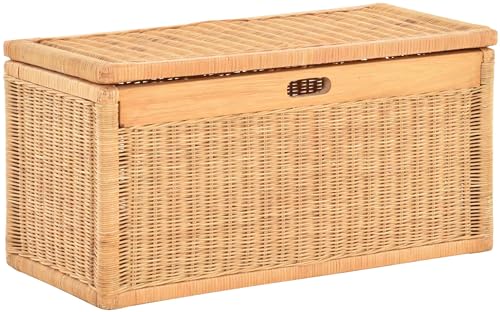 Korb mit Deckel Rattan geflochten Regalkorb, Schrankkorb Aufbewahrung (Honig, 68cm Breit) von Korb-Outlet