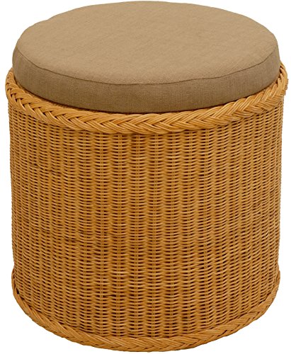 Rattan Wäschekorb mit gepolsterten Sitz/Wäschetruhe Rund in der Farbe Honig - Großer heller Wäschesammler/Sitztruhe aus Natur-Rattan auch perfekt als Badhocker/Sitzhocker Rattan Wäschekorb mit gepolsterten Sitz/Wäschetruhe Rund in der Farbe Honig - Großer heller Wäschesammler/Sitztruhe aus Natur-Rattan auch perfekt als Badhocker/Sitzhocker von Korb-Outlet