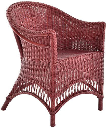 korb.outlet Rattansessel Landhaus Flechtsessel aus Natur-Rattan Rattan Sessel Korbsessel Wintergarten (Bordeaux Rot) von Korb-Outlet