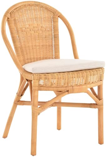 korb.outlet Stapelbarer Rattan-Stuhl Klassik in der Farbe Honig inkl. Polster, Küchenstuhl aus Natur Rattan von Korb-Outlet