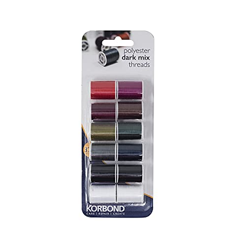 Korbond 12-teilig DUNKLER GARNMIX AUS POLYESTER-12 Rollen à 32 m-10 FARBEN-384 m – Hand-und Maschinennähen, Reparaturen, Basteln, Multi, 384m, 384 Korbond 12-teilig DUNKLER GARNMIX AUS POLYESTER-12 Rollen à 32 m-10 FARBEN-384 m – Hand-und Maschinennähen, Reparaturen, Basteln, Multi, 384m, 384 von KORBOND