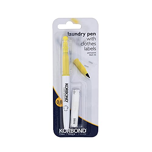 Korbond Laundry Pen 0.8 mm, schwarz, plus 10 free name labels von KORBOND