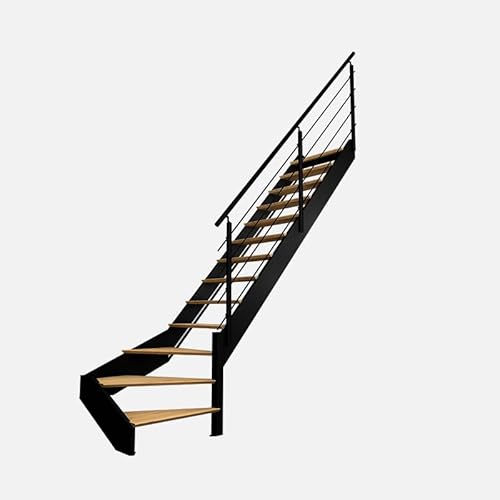 SPECTRA - Treppe 1/4 gewendelt rechts mit integrierten LEDs, schw von Kordo