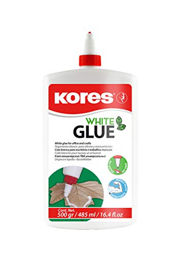 Kores - Kraftvoller Weißer Flüssiger Bastelkleber mit starkem Halt für Kinder und Erwachsene, sicher und ungiftig, für Kunst und Basteln, Schul- und Bürozubehör, Packung von 1 x 500ml von Kores