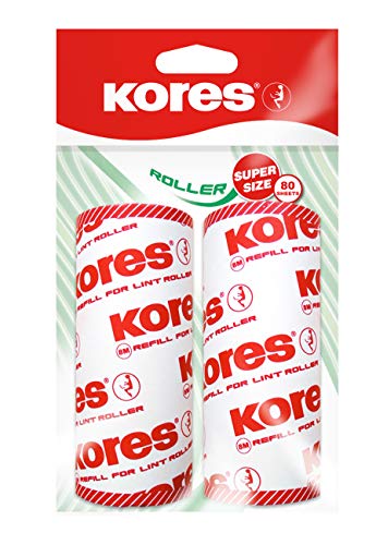 Kores Ersatzrollen für Fusselroller, 2 x 80 Blatt, 2-er Pack von Kores