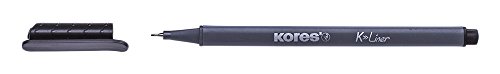 Kores - K-Liner: Schwarze Fineliner, 0,4 mm Fine Point Stifte zum Schreiben, Skizzieren und Zeichnen, metallgefasste Spitze, dreieckige ergonomische Form, Schul- und Bürobedarf, Einzelpackung von Kores