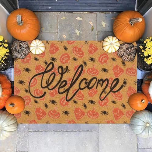 KorhLeoh Fußmatte mit Aufschrift "Autumn Halloween Welcome", Hello Pumpkin, künstliche Kokosfaser, rutschfeste Unterseite, Fußmatte für den Außenbereich, 43,2 x 76,2 cm KorhLeoh Fußmatte mit Aufschrift "Autumn Halloween Welcome", Hello Pumpkin, künstliche Kokosfaser, rutschfeste Unterseite, Fußmatte für den Außenbereich, 43,2 x 76,2 cm von KorhLeoh