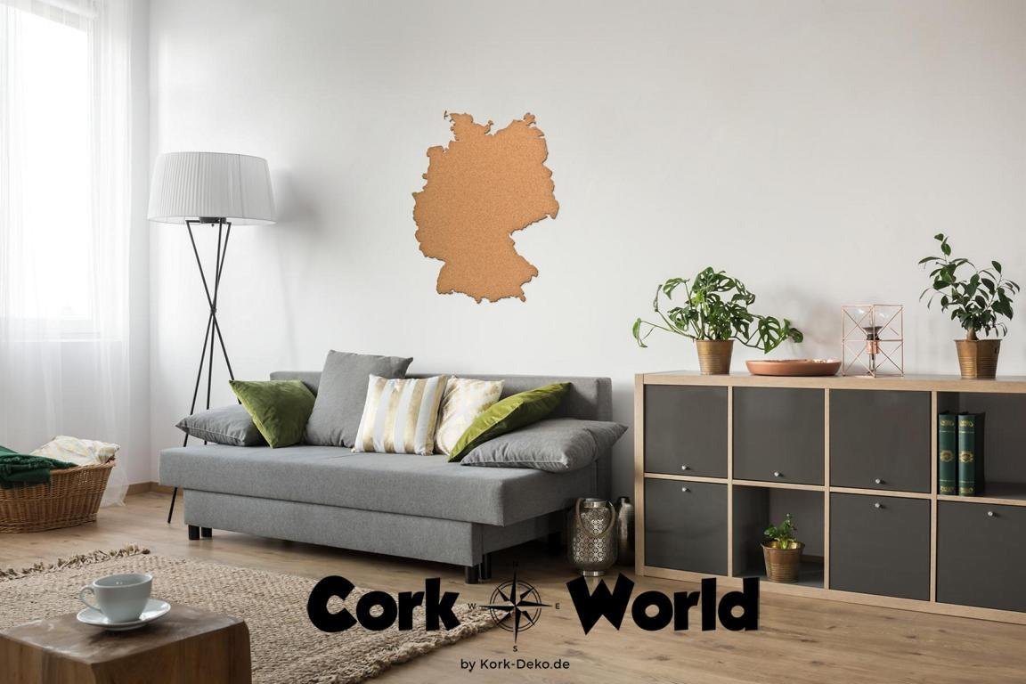 Kork-Deko.de Wanddekoobjekt Corkworld Deutschland aus Presskork ohne Klebefolie als Wanddeko von Kork-Deko.de