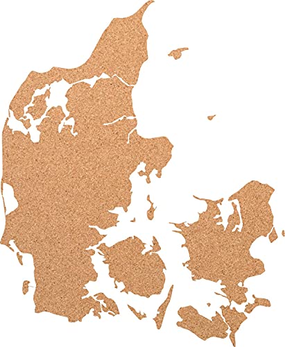 Dänemark als Pinnwand aus Kork XXL ca. 80x50 cm | Umriss Dänemark zum Pinnen und als Wanddeko | Tolle CORKWORLD | Detailgenau & Hochwertig von Kork-Deko
