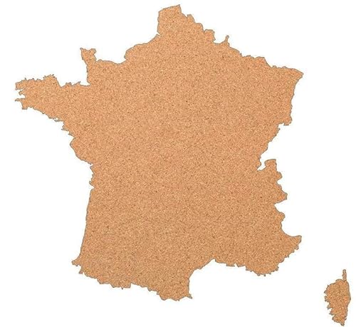Frankreich als Pinnwand aus Kork XXL ca. 60x60 cm | Umriss Frankreich zum Pinnen und als Wanddeko | Tolle CORKWORLD | Detailgenau & Hochwertig von Kork-Deko