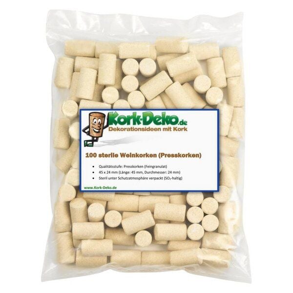 Kork-Deko 100 sterile Weinkorken | Presskorken | 45 x 24 mm von Kork-Deko