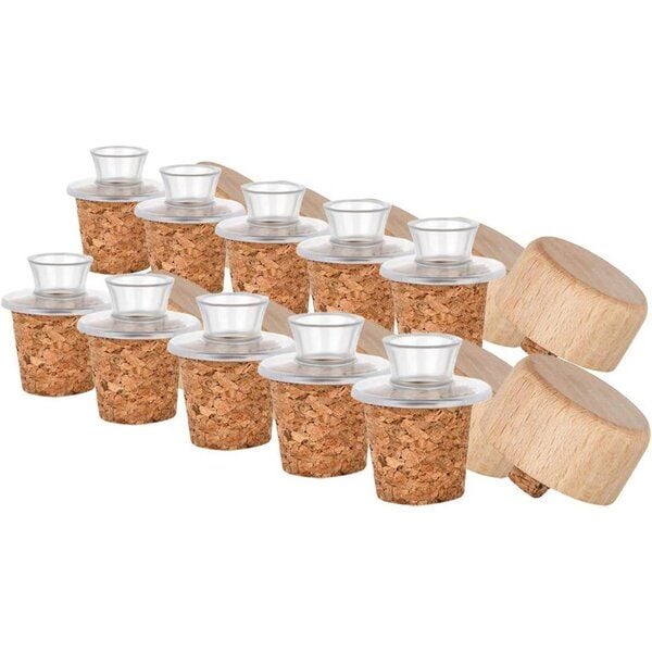 Kork-Deko 10er-Pack Kunststoff-Ausgießer mit Holz-Deckel und Kork-Stopfen | schmal | Kork-Deko 10er-Pack Kunststoff-Ausgießer mit Holz-Deckel und Kork-Stopfen | schmal | von Kork-Deko
