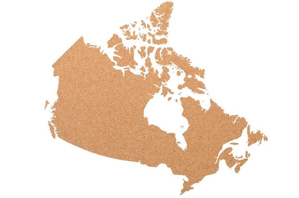 Kork-Deko Kanada als Pinnwand aus Kork XXL ca. 80x50 cm | Umriss Kanada von Kork-Deko