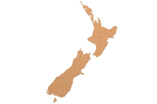 Kork-Deko Neuseeland als Pinnwand aus Kork XXL ca. 130x60 cm | Umriss Neuseeland von Kork-Deko