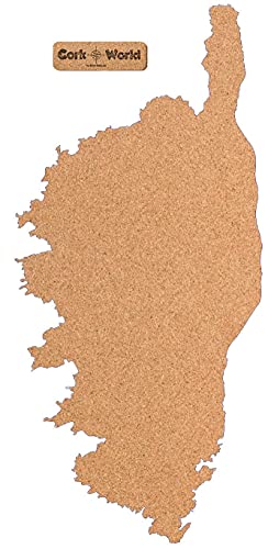 Korsika als Pinnwand aus Kork XXL ca. 80x40 cm | Umriss Korsika zum Pinnen und als Wanddeko | Tolle CORKWORLD | Detailgenau & Hochwertig von Kork-Deko