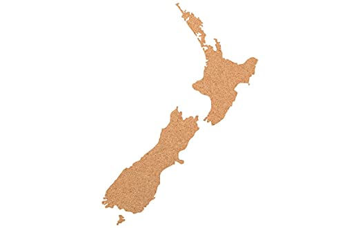 Neuseeland als Pinnwand aus Kork XXL ca. 80x50 cm | Umriss Neuseeland zum Pinnen und als Wanddeko | Tolle CORKWORLD | Detailgenau & Hochwertig von Kork-Deko