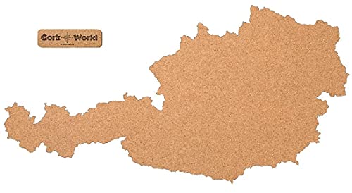Österreich als Pinnwand aus Kork XXL ca. 90x45 cm | Umriss Österreich zum Pinnen und als Wanddeko | Tolle CORKWORLD | Detailgenau & Hochwertig von Kork-Deko