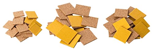 Stuhlgleiter aus Kork | Bodenschutz | Korkplättchen | Möbelfüße aus Kork selbstklebend | Mehrere Größen | QUADRATISCH | 45er Pack | 15x 2x2cm | 15x 2,5x2,5cm | 15x 3x3cm von Kork-Deko