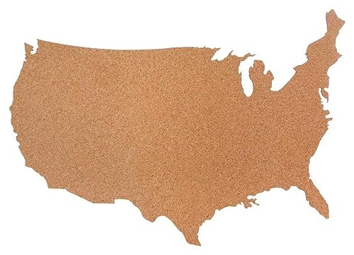 USA als Pinnwand aus Kork XXL ca. 80x50 cm | Umriss USA zum Pinnen und als Wanddeko | Tolle CORKWORLD | Detailgenau & Hochwertig von Kork-Deko