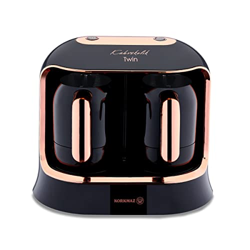 Korkmaz A861-04 Kaffeevollautolik Deluxe Twin Kaffeemaschine Schwarz/Rosegold von Korkmaz
