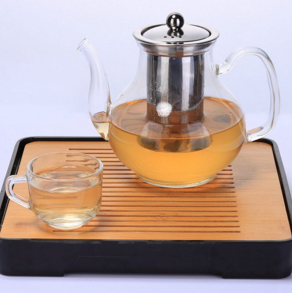 Asphald Teekanne Teekanne Glas mit Edelstahl Sieb 1100ml, 1.1 l, (Set), Rostfreien Sieb von Asphald