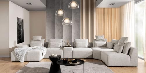 Ecksofa BASTIA XL Modular OBL+1,5+PANEL+1,5+RXL+1,5KP Breite 484 cm von Kornelo