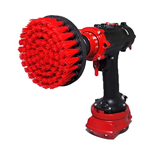 Kornely™ Premium Bohrbürste - Steif, Rot, 13 cm. Professioneller Power Scrubber. Verkratzt Keine Oberflächen. Geeignet für Garage, Backstein, Außenfliesen, Stein, Kamin, Entrostung, Felgenreinigung von Kornely