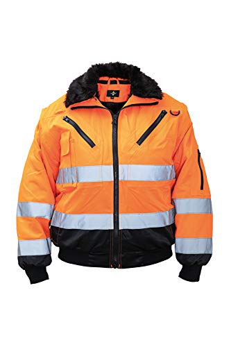Korntex Hi-Vis Pilotenjacke Arbeitsjacke Wasserdicht Winddicht Orange - XXL von Korntex