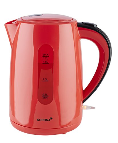 Korona 20132 Wasserkocher | 1,7 Liter Fassungsvermögen | Retro-Stil | Attraktives Rot | Leistungsstarke 2200 Watt | 360° Basisstation von Korona