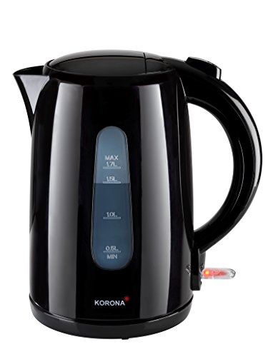 Korona 20330 Wasserkocher schwarz, leistungsstarker Kocher mit 360° Basisstation, 2200 Watt, 1.7 liters, Kunststoff, schwar von Korona