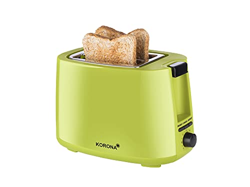 Korona 21133 Toaster in grün - 2 Scheiben Toaster 750 Watt mit Brötchenaufsatz sowie einer Auftau- und Aufwärmstufe von Korona