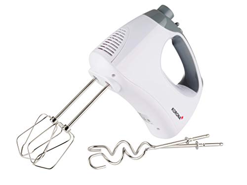 Korona 23011 Handmixer I weiß/grau I Handrührer I mit extra langen Rührstäben und Knethaken I 300 Watt I Edelstahl I 5 Stufen und Turbo von Korona