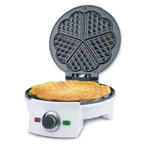 Korona 41007 Herz Waffeleisen | Waffeln sind der ideale Snack für Kinderfeste oder Geburtstage | Kochfläche Ø 20 cm | Leistungsstarke 1000 Watt von Korona