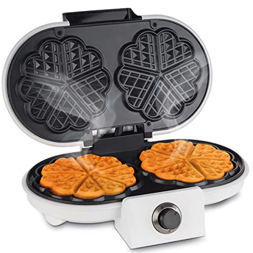 Korona 41020 Doppelwaffeleisen | 1200 Watt max. | 2 klassische Herzwaffeln à 13 cm Größe | 5 Bräungungsstufen | Stufenloser Temperaturregler | Wärmeisolierter Handgriff von Korona
