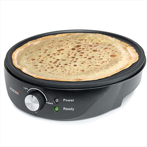 Korona 41055 Crêpesmaker 1200 Watt max. Durchmesser ca. 30 cm einfach zu reinigen dank Antihaft-Beschichtung inkl. Teigverteiler schwarz von Korona