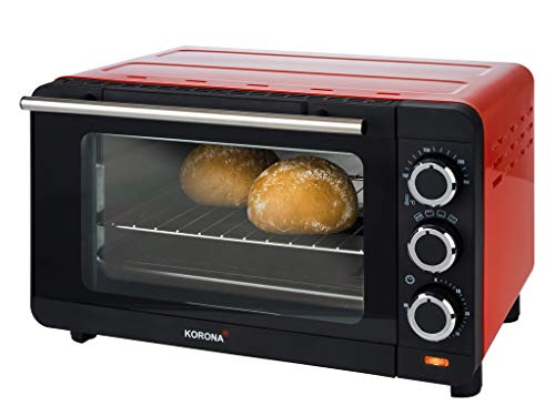 Korona 57005 Toastofen in rot – 14 Liter Miniofen mit herausnehmbaren Krümelblech – Kleiner Backofen von Korona